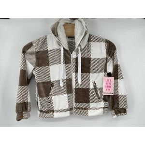 New Weekending Women's Plaid Hooded Sherpa Jacket Medium‎